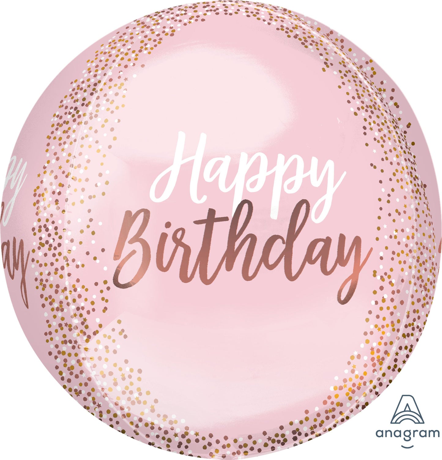 15" Orbz Blush Birthday Balloon(Helium Inclued)