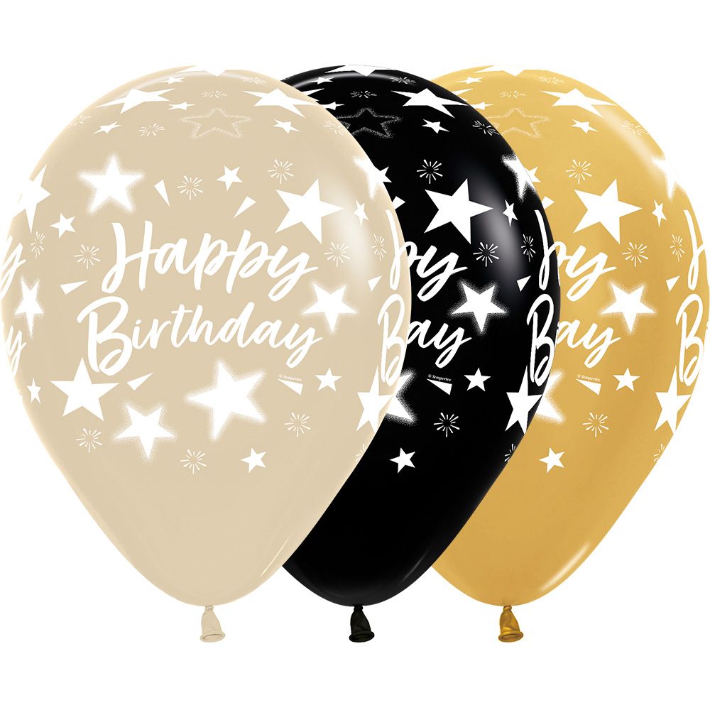11" Happy Birthday Star & Metallic Balloon(Helium Inclued)