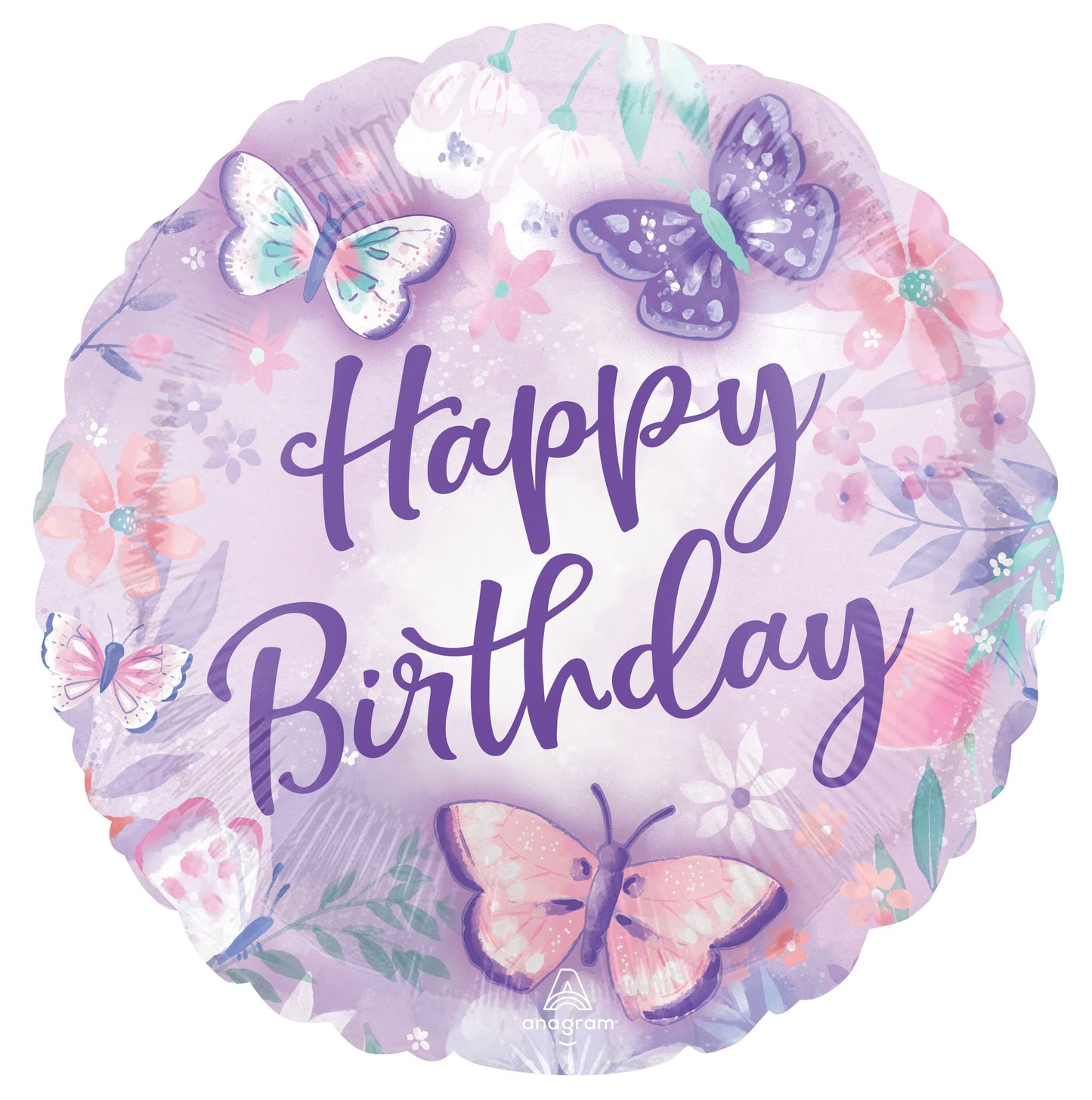 18"Standard Flutters Happy Birthday Balloon(Helium Inclued)