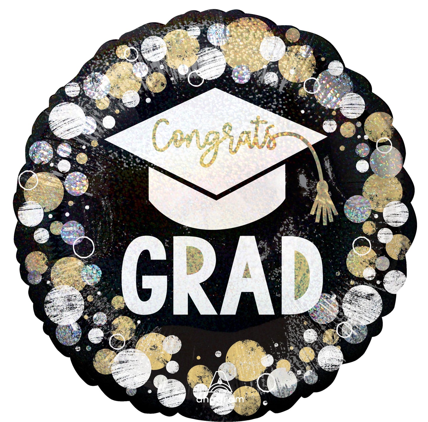 18" Congrats Grad Circles and Dots Balloon(Helium Inclued)