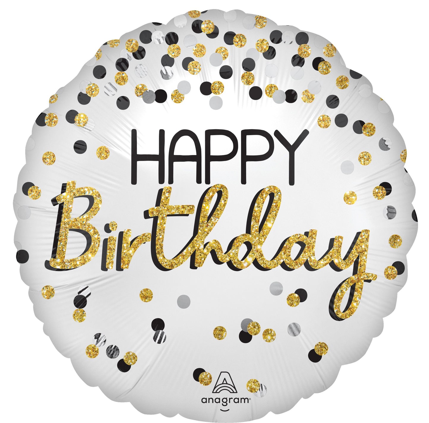 18"Standard Black Silver Gold Birthday Balloon(Helium Inclued)