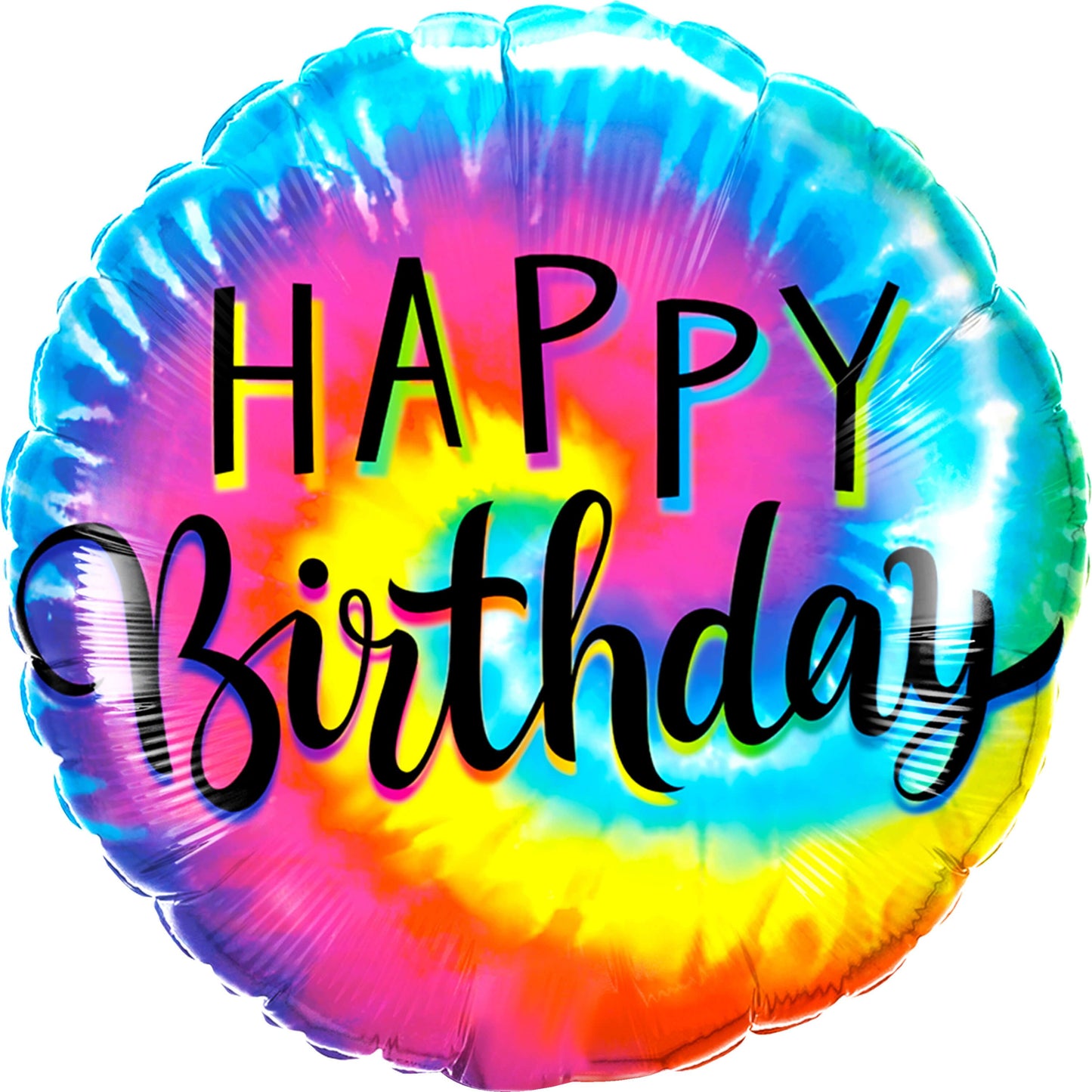 18" Happy Birthday Tie Dye Swirls Balloon(Helium Inclued)