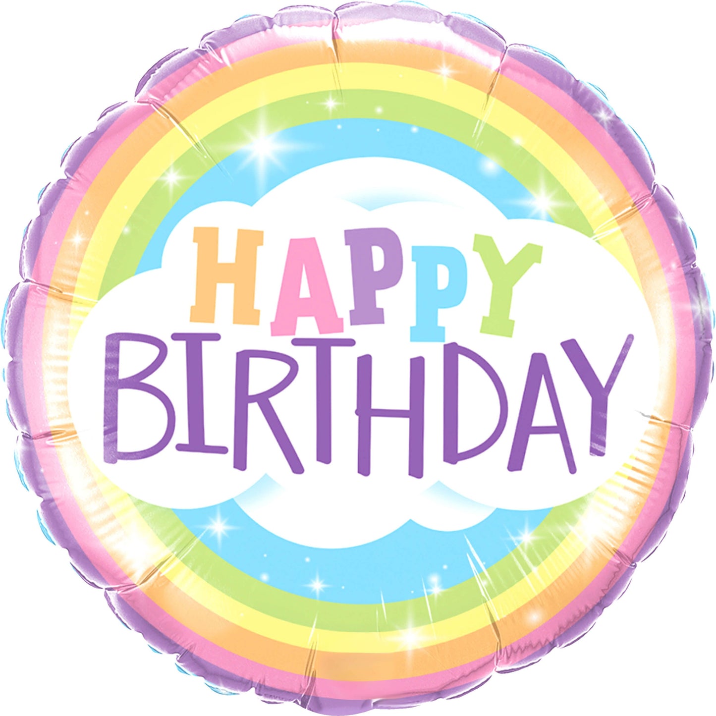 18" Happy Birthday Cloud and Rainbow Balloon(Helium Inclued)