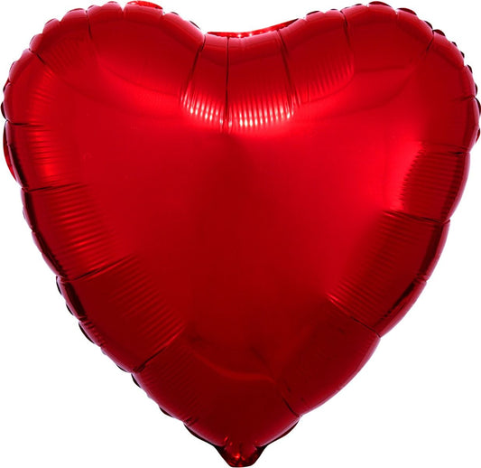 18" Metallic Red Heart Balloon(Helium Inclued)