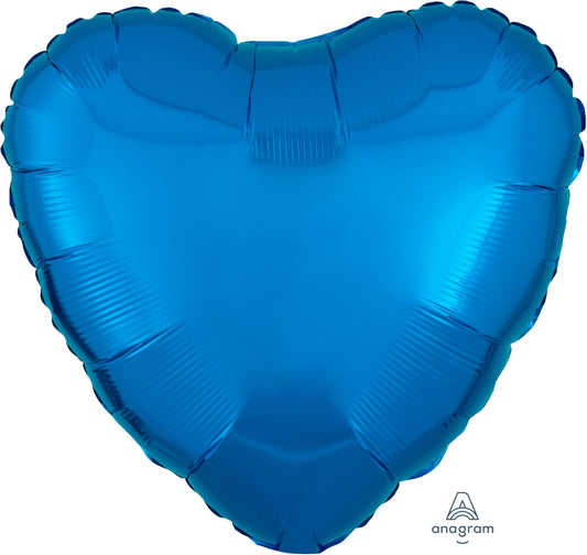 18" Metallic Blue Heart Balloon(Helium Inclued)
