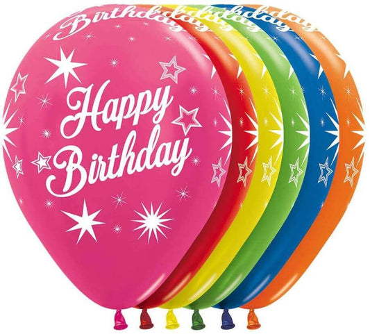 11" Happy Birthday Sparkles Metallic Balloons(Helium Inclued)
