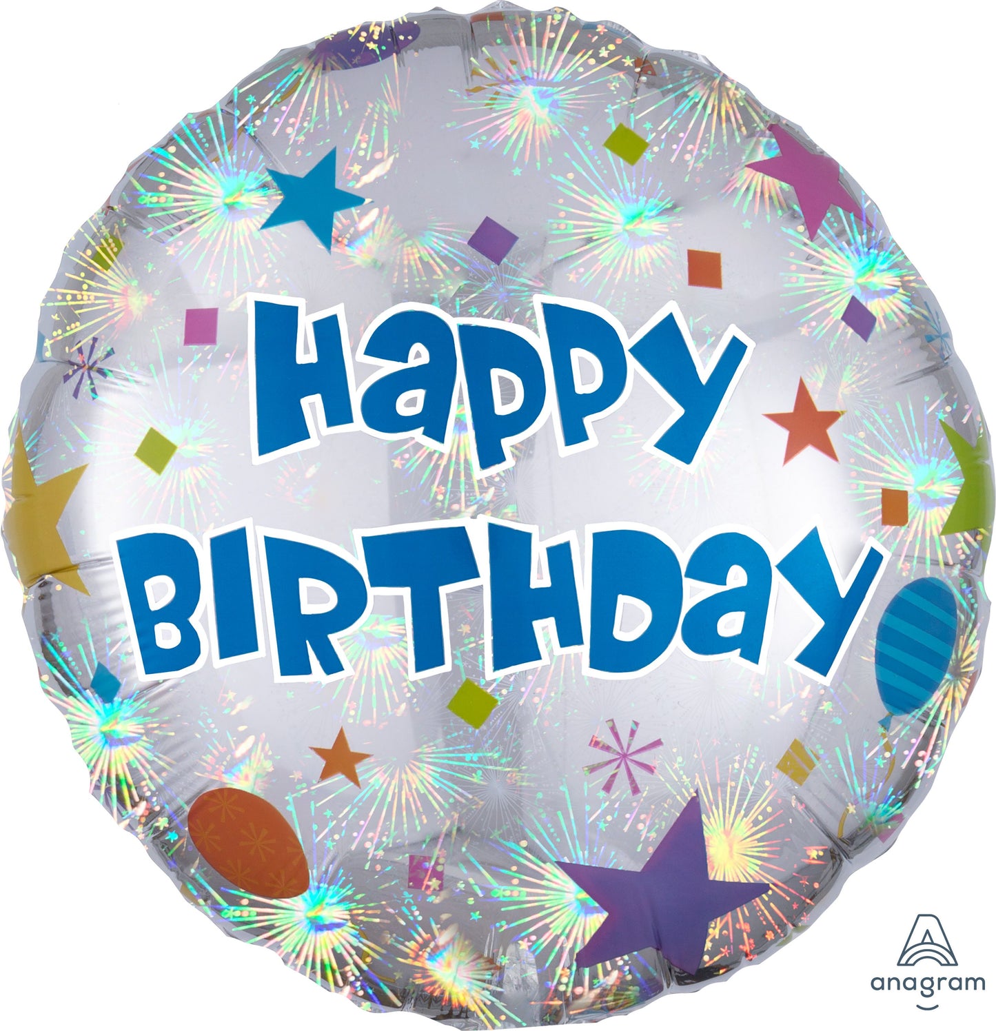 18" Holographic Happy Birthday Confetti Balloon(Helium Inclued)