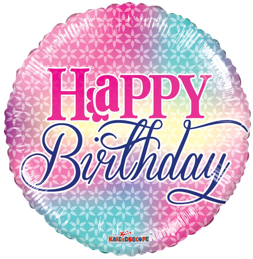 18" Birthday Girly Colors Balloon(Helium Inclued)