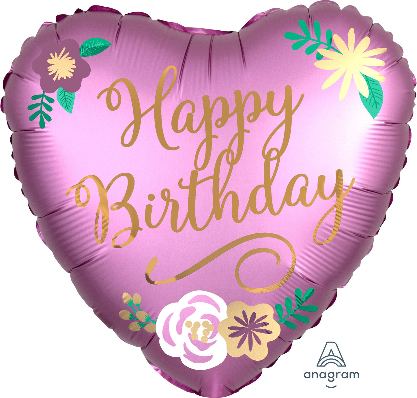 18" Birthday Satin Flowers Balloon(Helium Inclued)