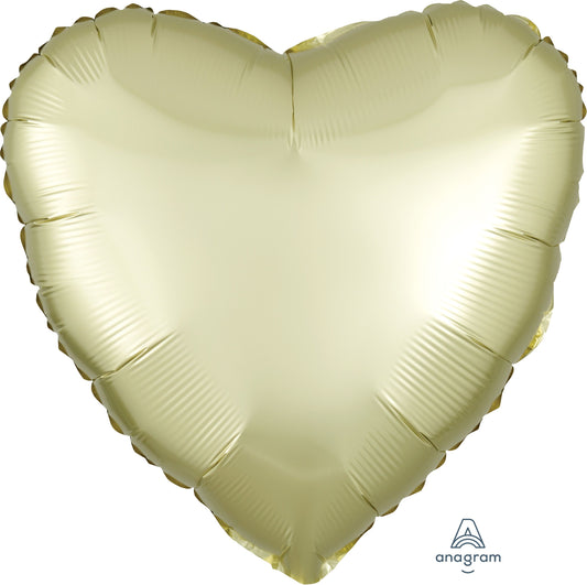 18" Satin Luxe Pastel Yellow Heart Balloon(Helium Inclued)