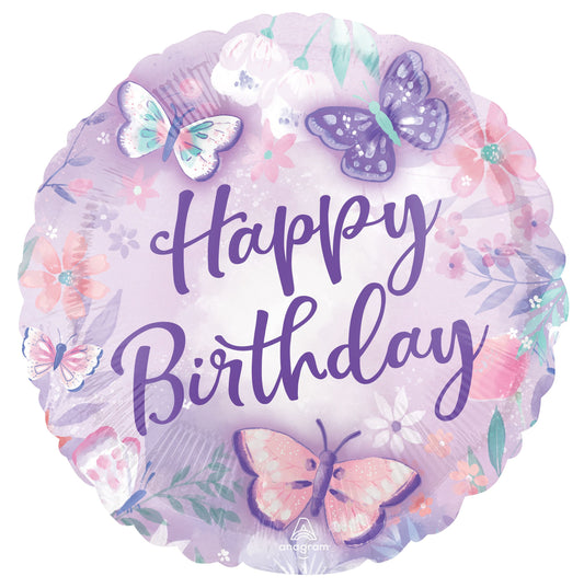 18"Standard Flutters Happy Birthday Balloon（Helium Inclued)