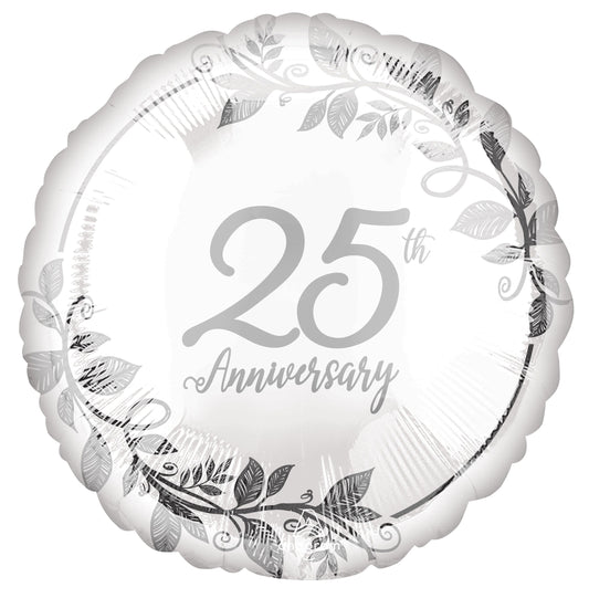 18" Happy 25th Anniversary Balloon(Helium Inclued)