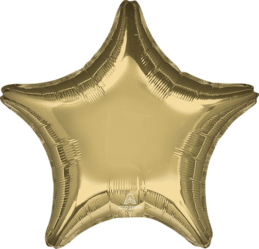 18" White Gold Star Balloon(Helium Inclued)