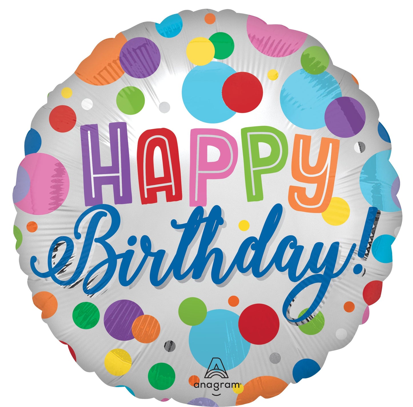 18"Standard Satin Happy Birthday Orbs Balloon（Helium Inclued)