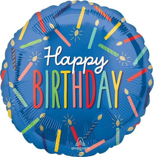 18"Standard Happy Birthday Candles Balloon（Helium Inclued)
