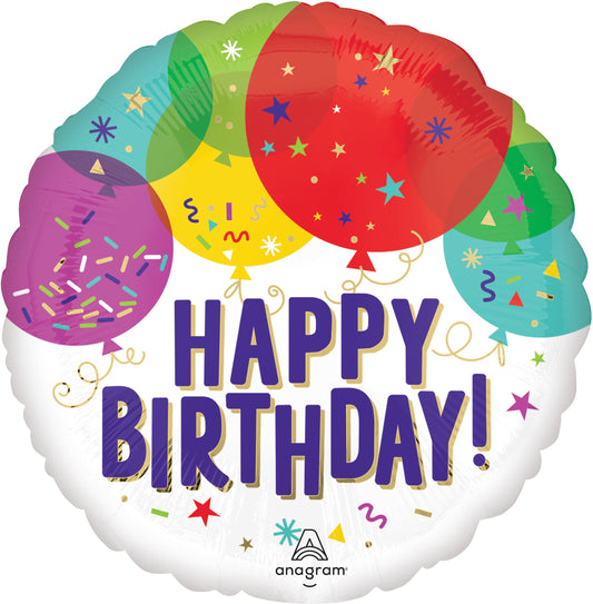 18" Happy Birthday Balloons and Confetti(Helium Inclued)