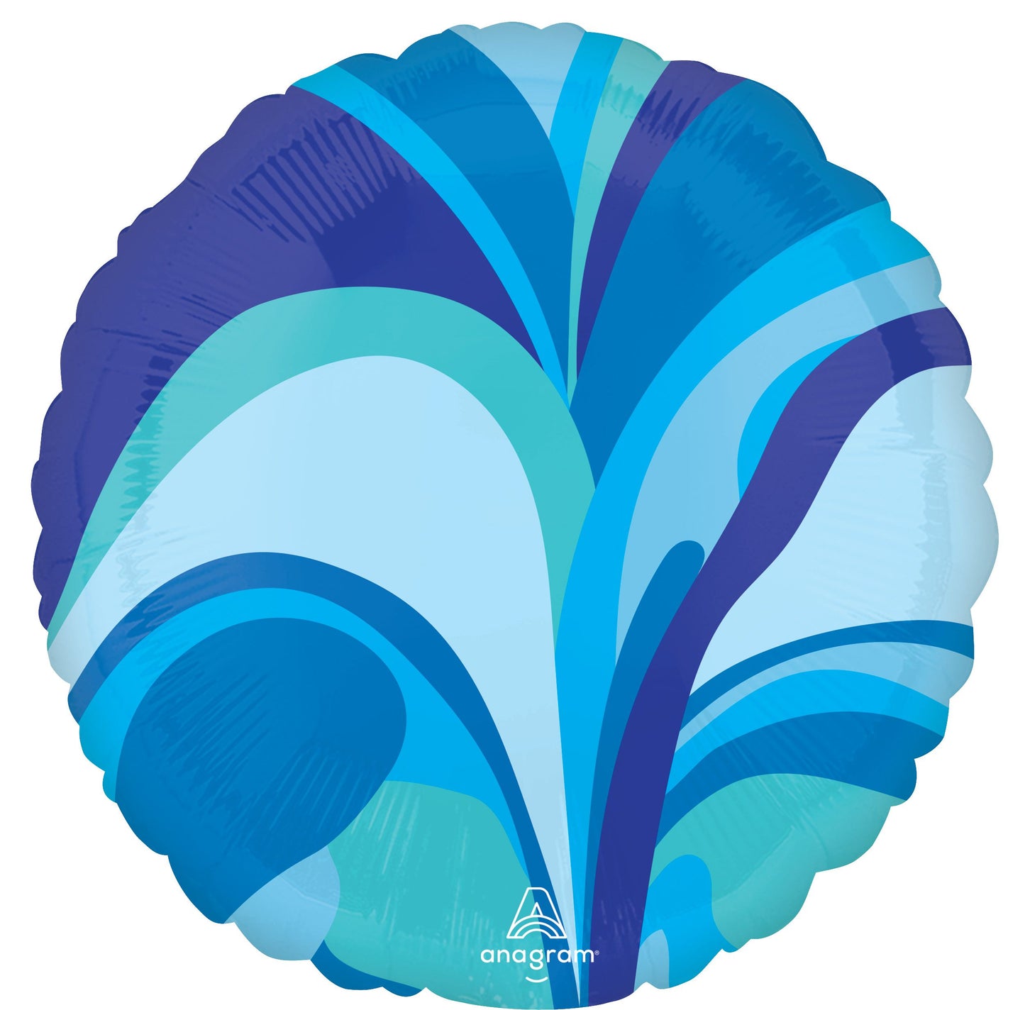 18" Vibrant Marble Blue Circle Balloon(Helium Inclued)
