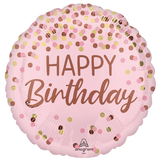18"Standard Pretty Pink Happy Birthday Balloon（Helium Inclued)