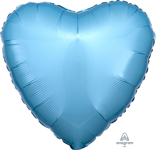 18" Metallic Pearl Pastel Blue Heart Balloon(Helium Inclued)