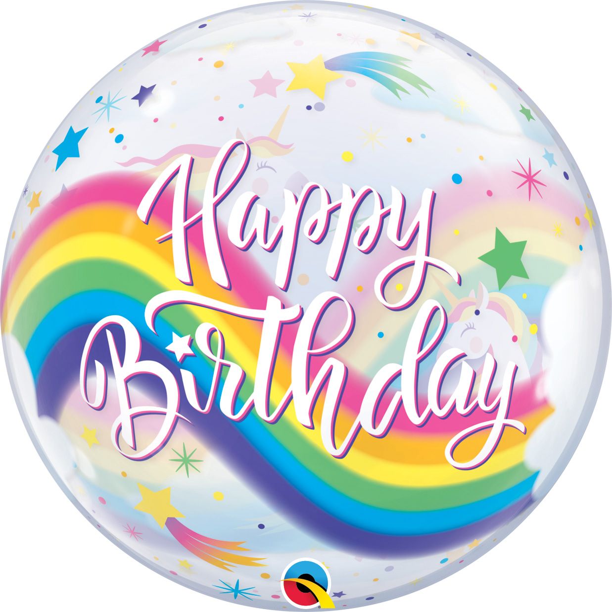 22"Bubble Birthday Rainbow Unicorns Balloon(Helium Inclued)
