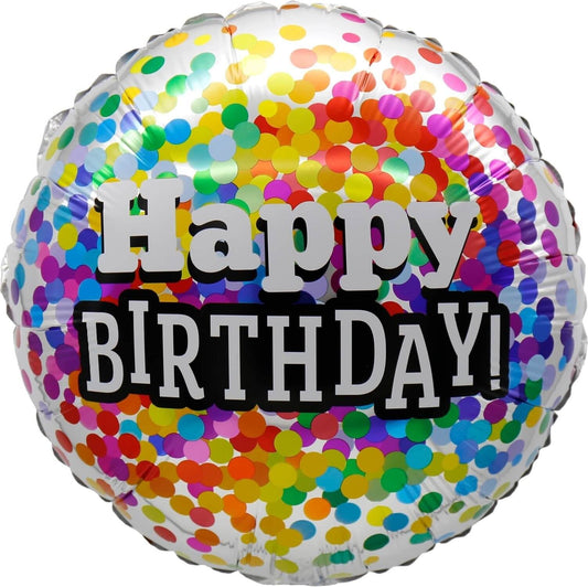 18" Birthday Rainbow Confetti Balloon(Helium Inclued)