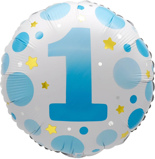 18" Age 1 Blue Dots Balloon(Helium Inclued)