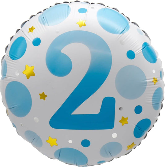 18" Age 2 Blue Dots Balloon(Helium Inclued)