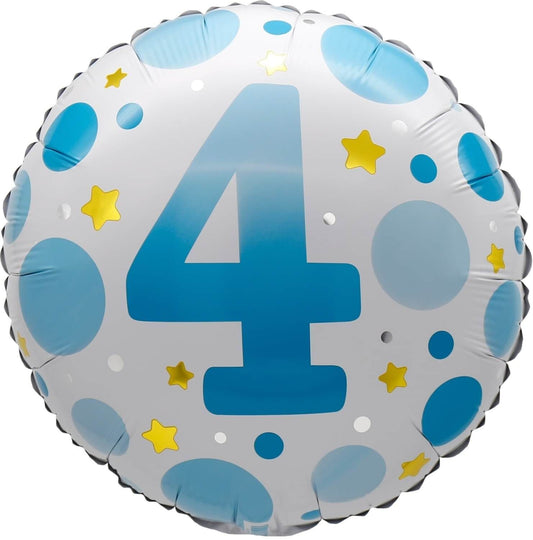 18" Age 4 Blue Dots Balloon(Helium Inclued)