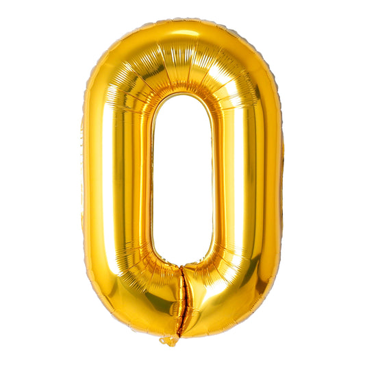 34" Gold Number 0 Balloon(Helium Inclued)