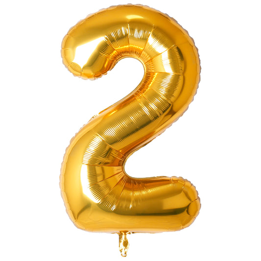 34" Gold Number 2 Balloon(Helium Inclued)