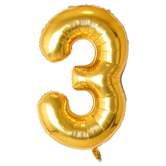 34" Gold Number 3 Balloon(Helium Inclued)