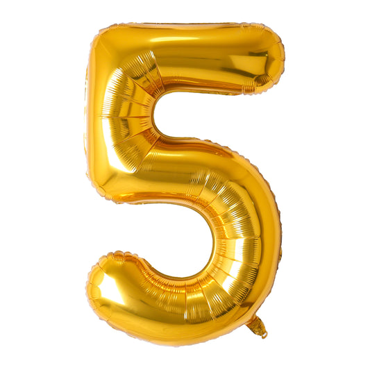 34" Gold Number 5 Balloon(Helium Inclued)