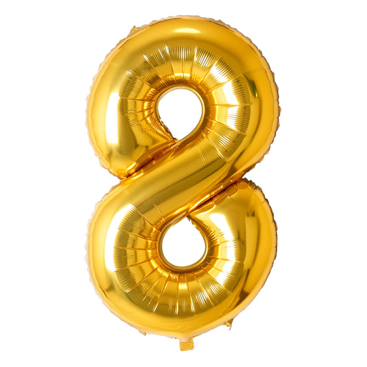 34" Gold Number 8 Balloon(Helium Inclued)