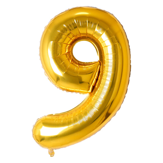 34" Gold Number 9 Balloon(Helium Inclued)