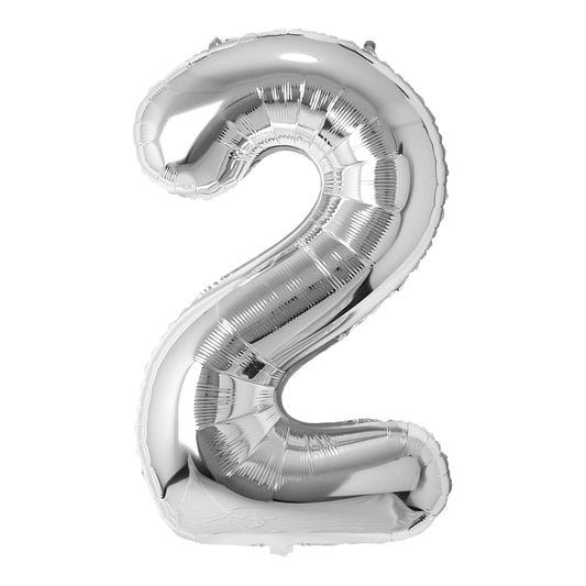 34" Silver Number 2 Balloon(Helium Inclued)