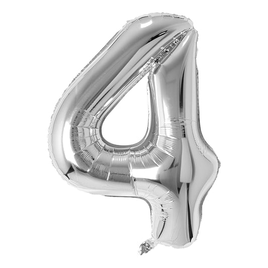 34" Silver Number 4 Balloon(Helium Inclued)