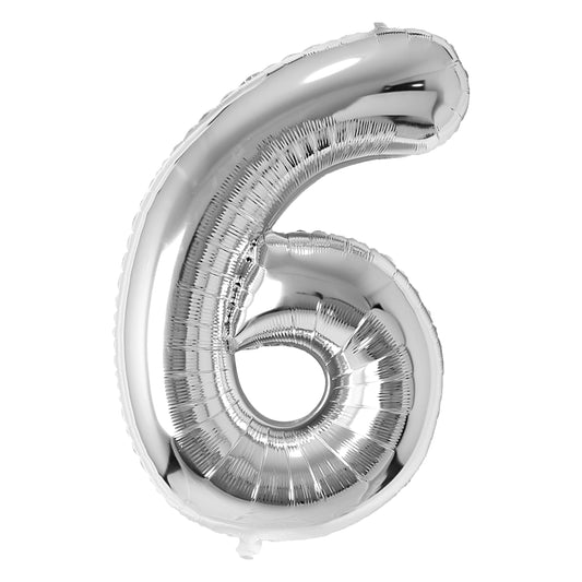 34" Silver Number 6 Balloon(Helium Inclued)