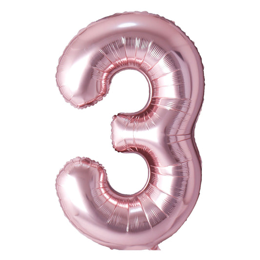 34" Rose Gold Number 3 Balloon(Helium Inclued)