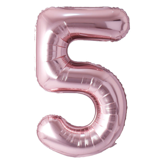 34" Rose Gold Number 5 Balloon(Helium Inclued)