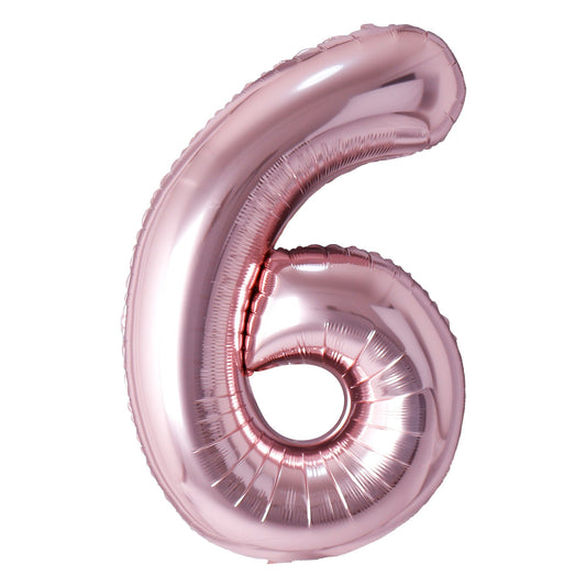 34" Rose Gold Number 6 Balloon(Helium Inclued)