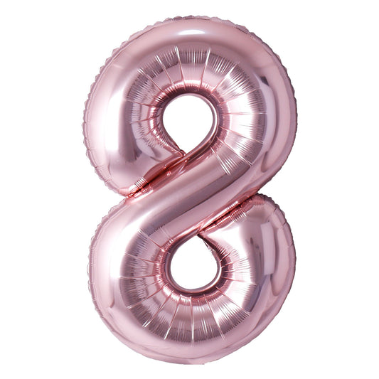 34" Rose Gold Number 8 Balloon(Helium Inclued)