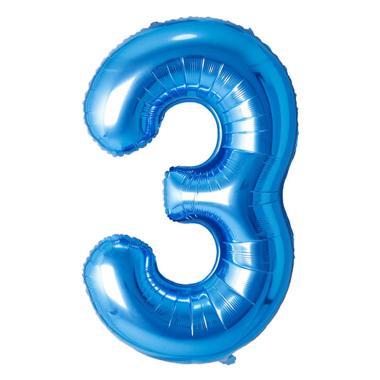 34" Blue Number 3 Airise Balloon(Helium Inclued)