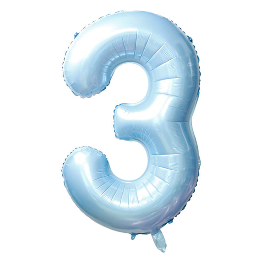 34" Baby Blue Number 3 Balloon(Helium Inclued)