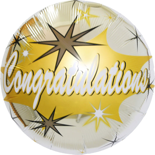 18" Congratulations Gold Starbursts Balloon(Helium Inclued)