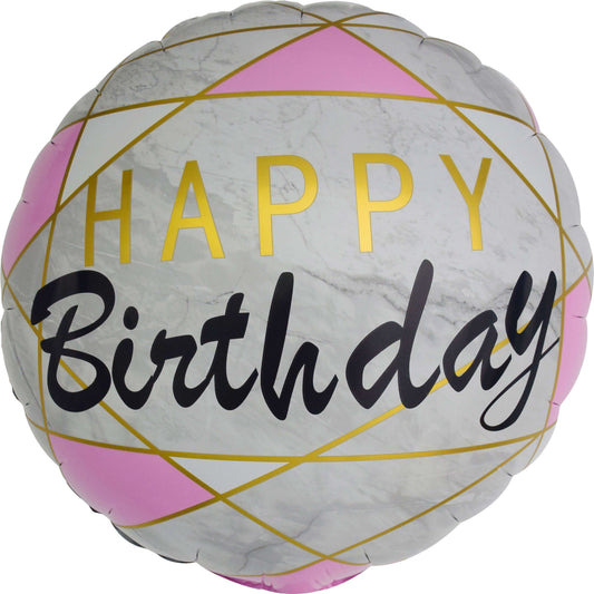 18" Happy Birthday Elegant Pink Balloon(Helium Inclued)