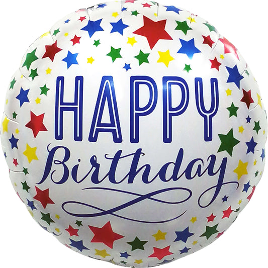 18" Happy Birthday Colorful Stars Balloon(Helium Inclued)
