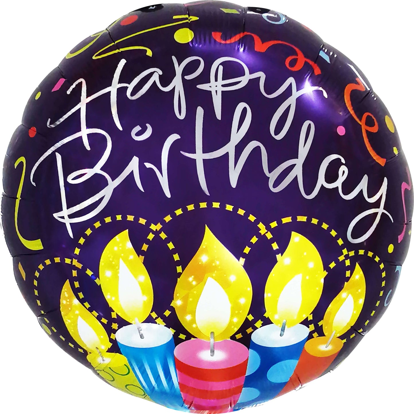 18" Happy Birthday Candles and Streamers Balloon(Helium Inclued)