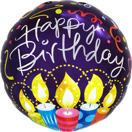 18" Happy Birthday Candles and Streamers Balloon(Helium Inclued)