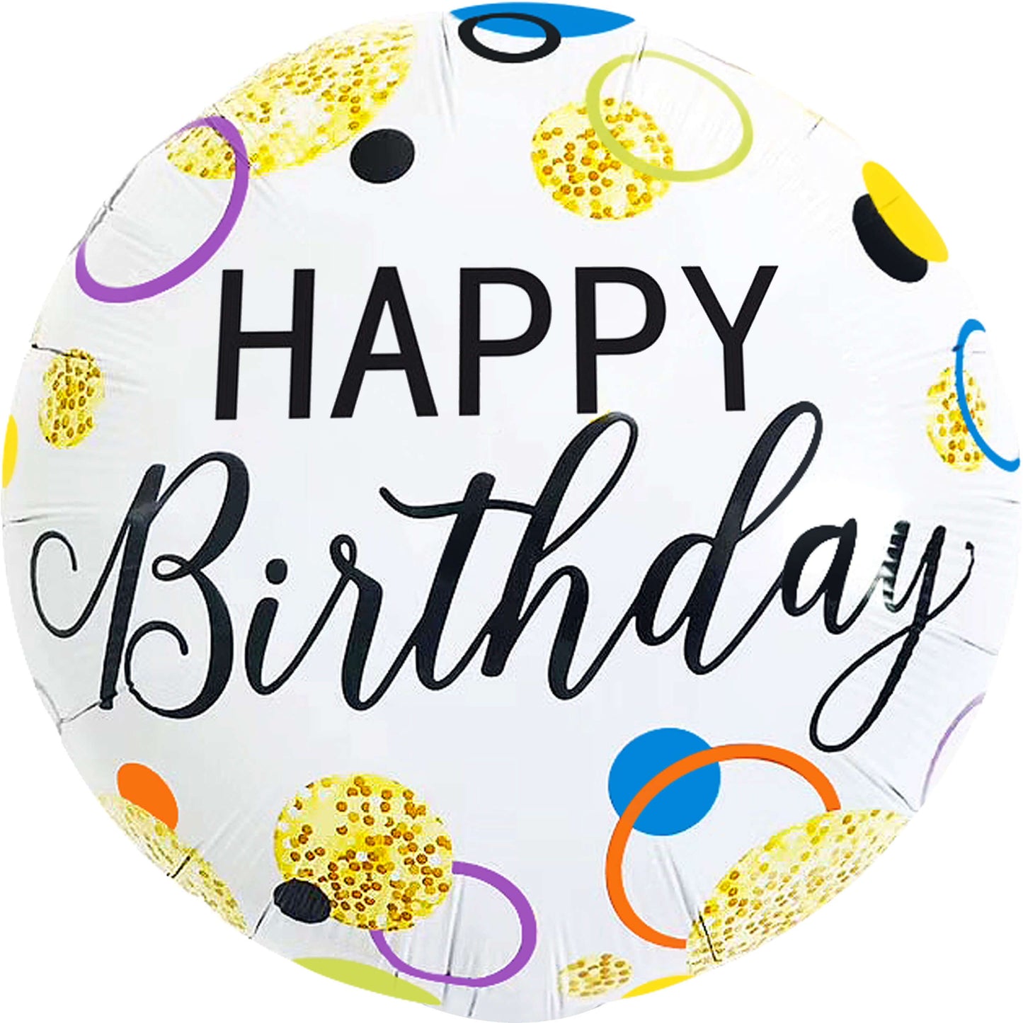 18" Happy Birthday Colorful Circles Balloon(Helium Inclued)