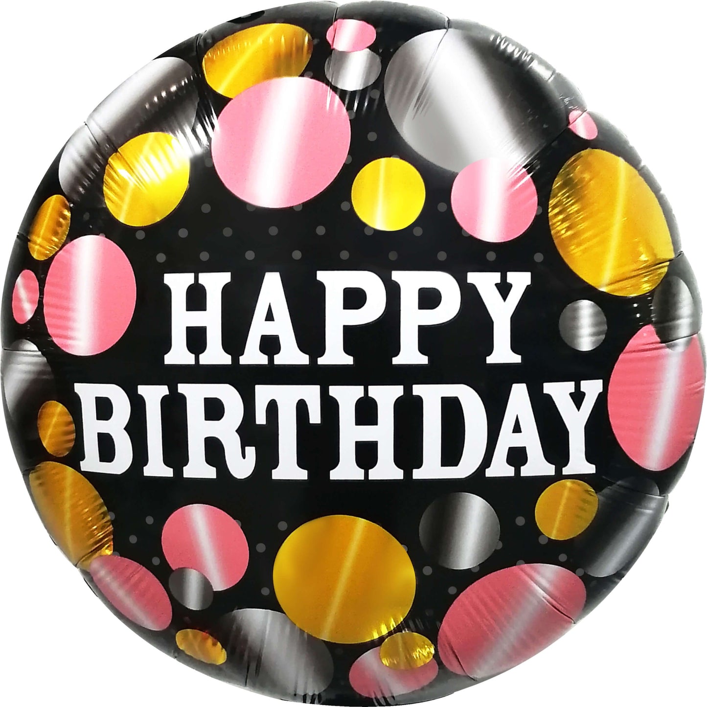18" Happy Birthday Metallic Polka Dots Balloon(Helium Inclued)